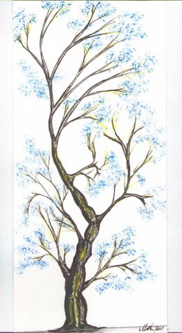 Original Not Printed Hand Painted Watercolor Greeting Card